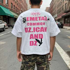 เสื้อยืดผู้ชายผ้าคอตตอน 100% หนัก 280 GSM ไซส์ US  แบบพิมพ์ DTG ทรงหลวมไหล่ตก - Product Image 2