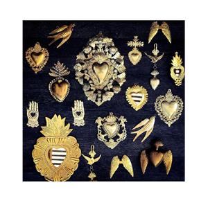 Métal pur laiton Milagros Sacré-Cœur or Coeur de Marie Ornement votif Or Milagros - Product Image 4