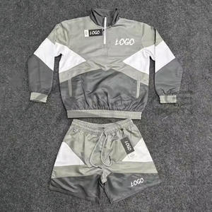 Custom Two Piece Windbreaker Short AND Jacket <b>set</b> Nylon/Polyester Streetwear Windbreaker Short Tracksuit <b>Set</b> For Summer - Product Image 3