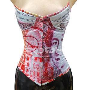 Corset amincissant pour femmes, imprimé billets de dollar multicolores, satin respirant, soutien-gorge à armatures, taille plus - Product Image 1