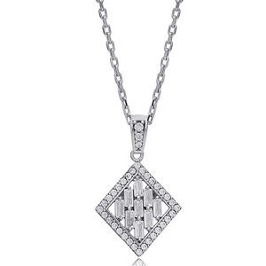 Collier à breloques en pierre de zircon de conception géométrique Turkish Handmade Wholesale 925 Sterling Silver Jewelry - Product Image 1