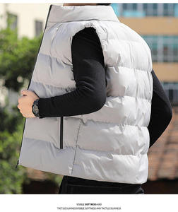 Gilet bouffant sans manches pour hommes, léger et chaud, avec fermeture à glissière complète, résistant à l'eau, vêtements d'extérieur en grandes tailles avec col montant, teint uni - Product Image 4