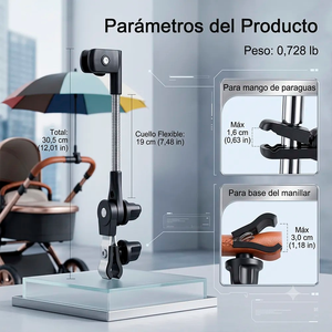 EMONITA HOG.359 Portable Adjustable Tablet Clamp <b>Stand</b> with 360 Degree Rotation Telescopic Metal Clip Mount for Monitor - Product Image 4
