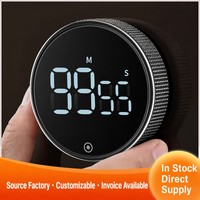 Digitaler Küchentimer mit Großem LED-Display, Magnetischer Countdown-Timer, Runder Elektronischer Timer für Kochen, Lernen und Training