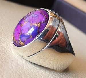 Wholesale <b>Mens</b> <b>Ring</b> New Arrival Natural Purple Copper Turquoise Gemstone Ottoman Style <b>Ring</b> Jewelry 925 Sterling <b>Silver</b> <b>Ring</b> - Product Image 2