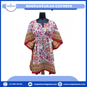 Latest Stylised Cotton <b>Kaftan</b> Free Size Pure Cotton Hand Block Printed Fashionable Beach <b>Kaftans</b> for Wholesale Price - Product Image 4