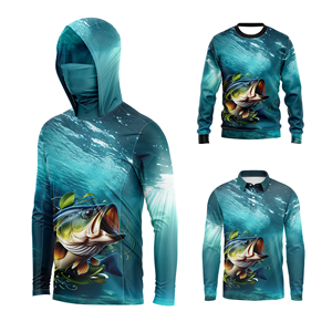 Nouveau design de sweats à capuche de pêche anti-uv polo à manches longues personnalisé maillot de pêche en équipe de tournoi pêche en polyester spandex respirant - Product Image 1