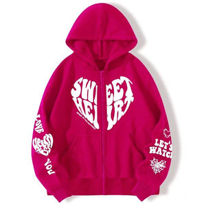 Sudadera con Capucha Extra Grande de Felpa Francesa con Estampado Puff, Alta Calidad, 100% Algodón, Estilo Urbano, Sudadera Lisa con Capucha para Mujer - Product Image 2