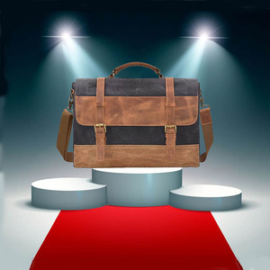 กระเป๋าเอกสารผ้าแคนวาสใบใหญ่สำหรับผู้หญิงและผู้ชายกระเป๋าสะพายไหล่แนวธุรกิจสไตล์วินเทจ - Product Image 6