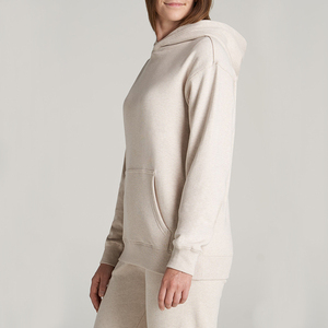 Sweat à capuche en molleton bouclette de haute qualité pour femme, respirant, uni, personnalisé, en mélange coton-polyester, avec logo privé, style streetwear, hiver - Product Image 2