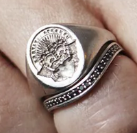 Bague Chevalière Homme Personnalisable avec Logos, Argent Sterling 925, Bague Maçonnique avec Pierres CZ