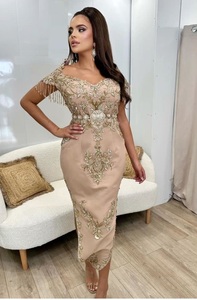 BRODERIE ÉLÉGANTE SUR MAGNIFIQUE ROBE BADROON CAFTAN ORNEE DE PERLES DE VERRE EN CRISTAL, TRAVAIL DABKA POUR FÊTE ET MARIAGE @ 2024 - Product Image 2