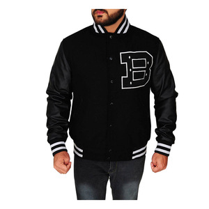 Casual High School Letterman Baseball Customized Varsity <b>Jacket</b> Men With <b>Leather</b> Sleeves Varsity <b>Jackets</b> - Product Image 1