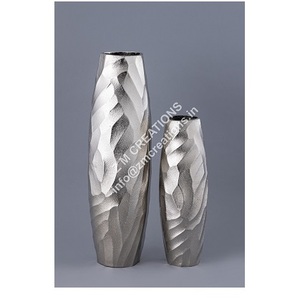 Iron Tabletop Flower Vase with Shiny <b>Nickel</b> Finish Coastal Design Excellent Quality for Home & Living Room Decoration - Product Image 2