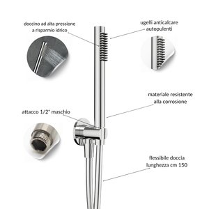 Brazo de pared de 20 cm de diámetro de cabeza redonda Co y kit de ducha flexible de 150 cm Accesorios para cuarto de Ducha - Product Image 5