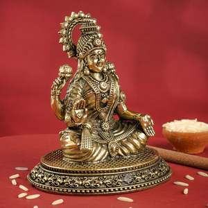Murti de Latón Puro Laxmi Ji de 9 cm, Murti de Latón para la Riqueza y la Prosperidad - Product Image 3