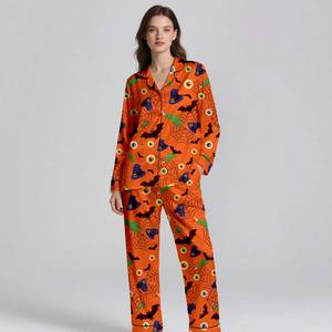 Adult <b>Silk</b> Satin <b>Pajamas</b> Set Lightweight Digital Printing Elegant Luxury Sleepwear Soft Night Wear - Product Image 3