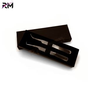 Pince à épiler en acier inoxydable de haute qualité RMI couleur plasma or rose / brun foncé, lot de 2 pinces à épiler, emballage en boîte de cartes - Product Image 3