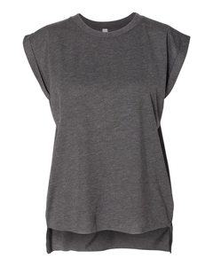 Bella Canvas 8804 <b>Women</b> Black Flowy Muscle Storm Tee With Rolled Cuff <b>White</b> Rolled Cuff flowy <b>t</b> <b>shirt</b> - Product Image 3