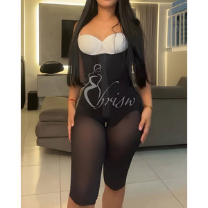 Maille transparente poitrine ouverte mi-longueur crochet et oeil Shapewear <span class=keywords><strong>Fajas</strong></span> gaines colombiennes Post Lipo chirurgie réduction Shapers post-partum - Product Image 4