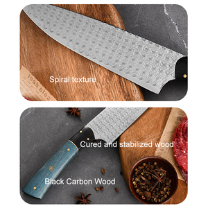 มีดเชฟเหล็กดามัสกัสใช้มือยึดใบมีดคมงานทำมือปรับแต่งได้ - Product Image 5