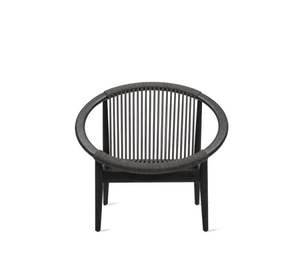 Sillón redondo moderno Dona de madera maciza de teca con cuerdas tejidas de carbón para uso en exteriores - Product Image 5