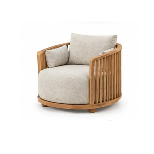 Ensemble de canapés en teck massif avec table basse à lattes courbées pour hôtel, complexe hôtelier, patio et mobilier de salon de luxe - Product Image 4