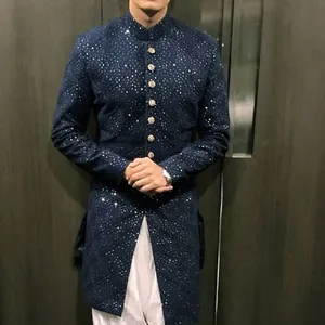 NEW---STYLISH SHERWANI DRESS WITH SEQUENCE EMBROIDERY WORK & MATCHING SHOE for PARTY-WEAR & WEDDING Dress @ 2022