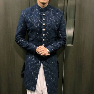NEW---STYLISH SHERWANI DRESS WITH SEQUENCE EMBROIDERY WORK & MATCHING SHOE for PARTY-WEAR & WEDDING Dress @ 2022 - Product Image 1