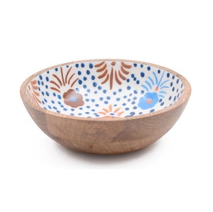 Super Quality Enamelware Printed Wooden Serving Bowl Manufacturer New Design Hand Printed Wooden Salad Serving Bowl - Product Image 4