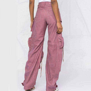 Pantalones vaqueros transpirables de talla grande para mujer, cómodos pantalones de mezclilla de algodón con múltiples bolsillos estilo Cargo, pantalones largos para damas OEM - Product Image 2