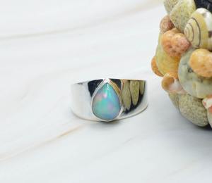 Opale éthiopienne 925 argent Sterling pierre précieuse bague élégante pierre naturelle bijoux faits à la main octobre pierre de naissance cadeau pour anniversaire - Product Image 3