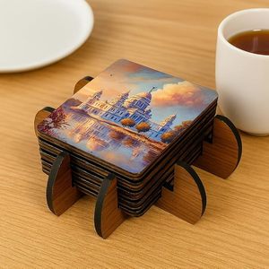 Posavasos de Madera Estampados, Hechos a Mano, de Alta Calidad, Estilo Bohemio, Ecológicos, con Patrón Único para Protección de Mesas y Encimera - Product Image 3