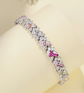 Dainty Exquisite Flower Shape Daily <b>Bracelet</b> Tennis <b>Bracelet</b> <b>Sterling</b> 925 <b>Silver</b> Luxury <b>Bracelet</b> with Diamond - Product Image 4