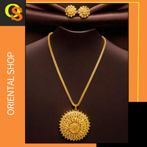 พร้อมส่งชุดต่างหูสร้อยคอชุบทอง22K ชุดต่างหูสร้อยคอสไตล์อินเทรนด์ - Product Image 2