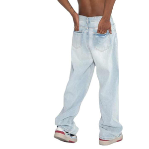 Excelente diseño de color liso Jeans Sky Blue Jeans Fabricante Recto Diseño personalizado Jeans azul claro para mujeres - Product Image 2