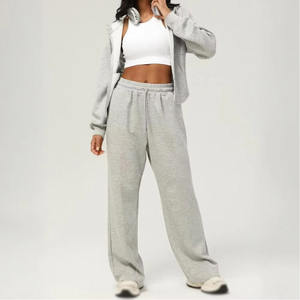 Logo personnalisé Ensemble sweat à capuche zippé pour femmes Ensemble 2 pièces de haute qualité 350 Gsm Survêtement en coton biologique polaire pour femmes - Product Image 1