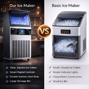 Máquina de Hielo Comercial de 80 kg, Máquina Automática para Hacer Cubos de Hielo, para Negocios, Hogar, Tienda de Alimentos - Product Image 6