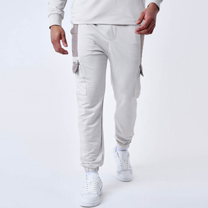 Mens light grey tracksuit set custom logo hoodie and <b>jogger</b> pants slim fit casual sportswear two piece outfit wholesale - Product Image 3