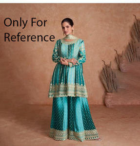 Colección PinkCityBlocks de Trajes Sharara Tradicionales Indios Modernos de Alta Calidad para Bodas y Fiestas, con Bordados - Product Image 1