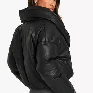 Blouson Bomber d'Hiver Chaud pour Femme, Respirant, Nylon Brillant, Fermeture Éclair Légère, Style Court Réversible - Product Image 4