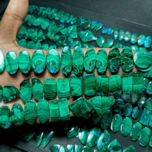 Top Great Natural Chrysocolle & Malachite Pair Green Agate Cabochon Lot assorti pour la fabrication de bijoux et la guérison des pierres polies - Product Image 1