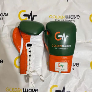 อุปกรณ์ต่อสู้ระดับมืออาชีพ ถุงมือชกมวยหนังแท้คุณภาพพรีเมียม 100% หนังแท้ สำหรับออกกำลังกายในยิม ถุงมือชกมวย Goldenwave - Product Image 2