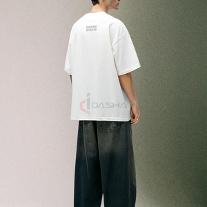 Venta al por mayor de los hombres de gran tamaño de la camiseta 100% de algodón de peso pesado diseñador de logotipo personalizado de impresión Streetwear Tee - Product Image 3