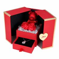 Boîte cadeau de luxe en forme d'ours en peluche rose avec double porte magnétique et emballage en papier pour bagues, colliers, cadeau de la Saint-Valentin, cadeau d'anniversaire