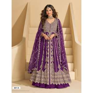 Traje Anarkali Tradicional de Lujo para Mujer con Bordado para Bodas, Fiestas y Ocasiones Festivas de Secado Rápido - Product Image 1