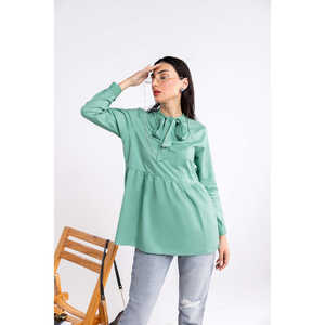 Túnica Ligera de Algodón Viscosa Teñida en Verde para Mujer - Product Image 5