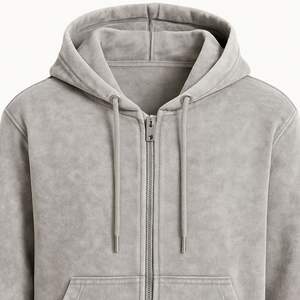 Fabricantes de ropa de aduana Capucha de doble capa Lavado ácido Sudaderas con cremallera desgastadas Hombres - Product Image 2