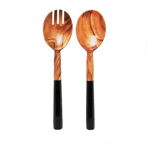 Serveur de salade noir Freedom Ensemble de serveur de salade fait à la main Produit en bois pour une utilisation dans la cuisine à domicile - Product Image 1