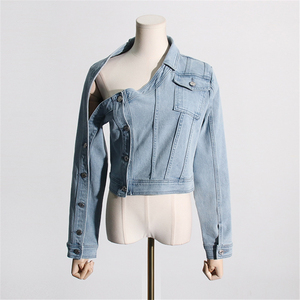 Personnalisable Unique Automne Hiver Printemps Irrégulier Évider Denim Veste Manteau En Denim Lavé Femmes Lady Jeans Veste - Product Image 2